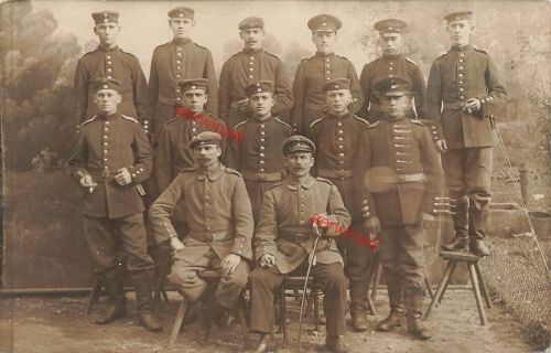 Foto-AK 1.WK bayr. Soldaten mit Reservistenkrüge Lager Lechfeld