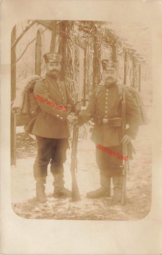 Foto-AK 1.WK Landsturm Soldaten in voller Ausrüstung Zittau