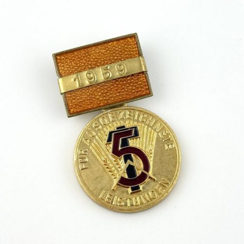 DDR FDGB Medaille für ausgezeichnete Leistungen 1959 5-Jahr-Plan-Emblem