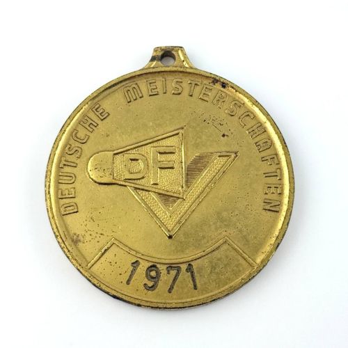 DDR DFV Deutsche Meisterschaften Federball Siegermedaille in Gold 1971