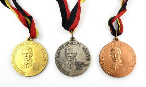 DDR 3 Medaillen GST Bezirksmeisterschaft Leipzig Gold, Silber, Bronze