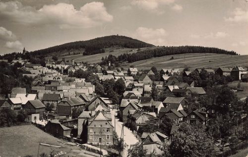 AK DDR Meuselbach Schwarzmühle Meuselbacher Klippe Stadtpanorama Thüringen 1962
