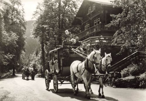 AK DDR Schwarzatal Postkutsche HO Gaststätte Schweizerhaus Thüringen Postkarte