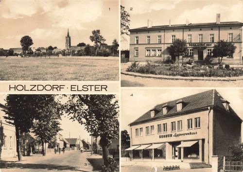 AK DDR Holzdorf Elster Bahnhof Konsum Landwarenhaus Sachsen-Anhalt gelaufen