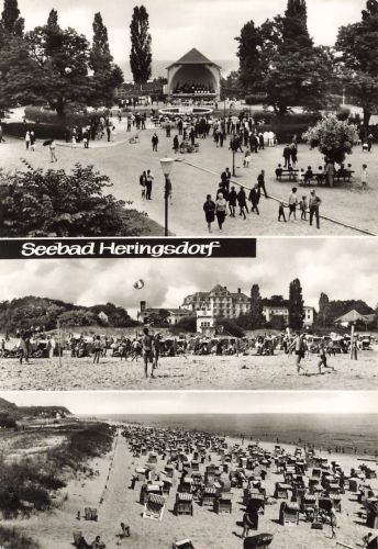 AK DDR Seebad Heringsdorf Konzertplatz Strand Kurpark Mecklenburg-Vorpommern