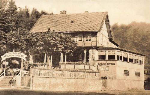 AK DDR Treseburg HO Hotel Burgstieg Cafe Konditorei Sachsen-Anhalt Postkarte