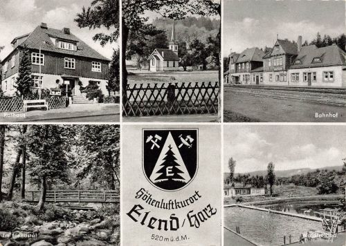 AK DDR Elend Höhenluftkurort Rathaus Bahnhof Mehrbild Sachsen-Anhalt Harz
