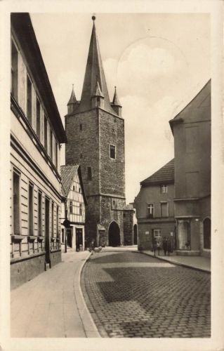 AK DDR Aschersleben Johannisturm Sachsen-Anhalt 1954 Postkarte