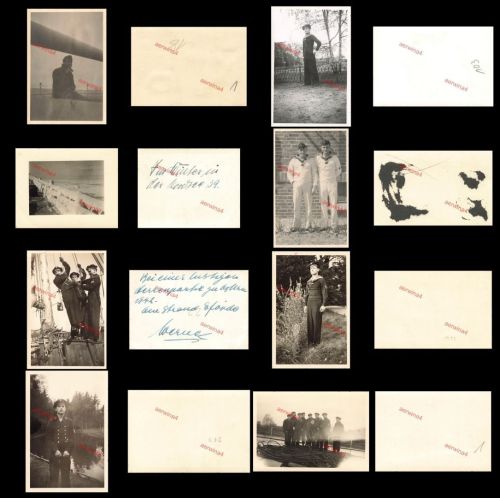 8x Fotos Leben deutscher Matrosen auf dem Schlachtschiff Gneisenau