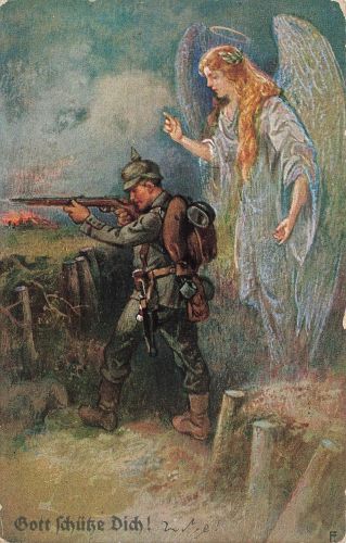 1.WK Gott schütze Dich Schutzengel Soldat Pickelhaube Schützengraben Pariotika