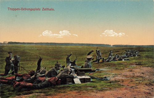 AK 1.WK Truppenübungsplatz Zeithain Soldaten Gewehr MG-Schießen Patriotika 1917