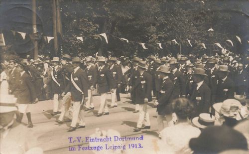 AK Leipzig T.V. Eintracht Dortmund Festzug 12. Deutsche Turnfest 1913 Postkarte
