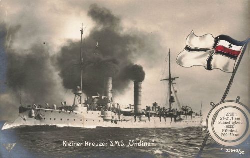 AK 1.WK Kleiner Kreuzer S.M.S. Undine Eisernes Kreuz Patriotika Postkarte