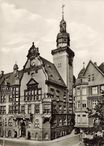 DDR AK Werdau Rathaus Sachsen Postkarte