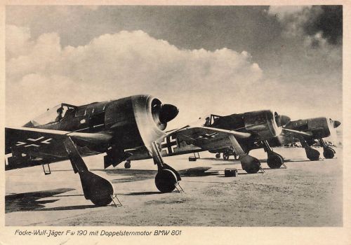 Postkarte WW2 Focke Wulf Jäger Fw 190 Doppelsternmotor BMW 801