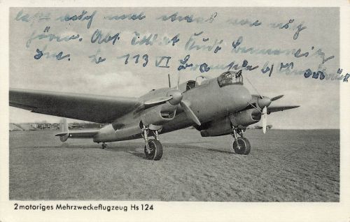 Postkarte WW2 Flugzeug Mehrzweckflugzeug Henschel Hs 124 Typ V1 1940