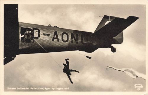 WW2 Fallschirmjäger Flugzeug Ju 52 Kennung D-AONL Fotokarte