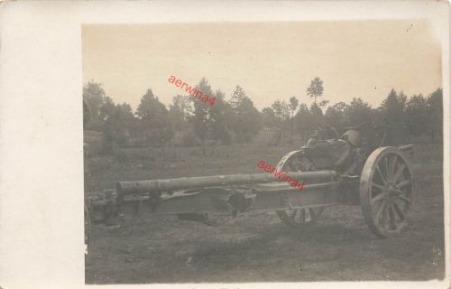 Fotokarte 1.WK repariertes Geschütz nach Granateinschlag vor dem Einsatz Front
