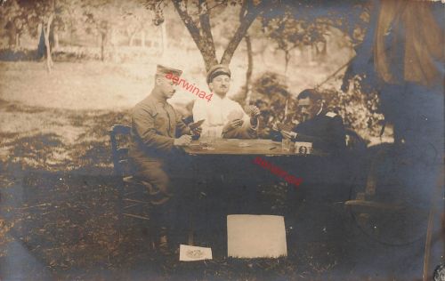 Fotokarte 1.WK Soldaten 5. Bayr. Ersatz-Brigade Karten spielen Frankreich