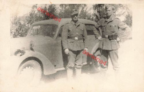 Foto WW2 Deutsche Soldaten mit PKW Opel Olympia Fahrt Süd Rußland Großfoto