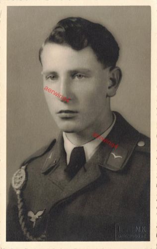 Foto WW2 Foto Portrait Deutscher Luftwaffen Soldat Schützenschnur Großfoto