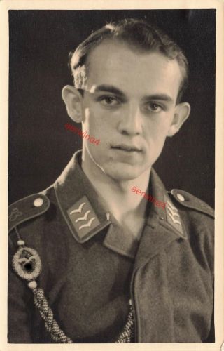 Foto WW2 Portrait Luftwaffen Soldat Flak-Regt.33 Halle Schützenschnur Großfoto