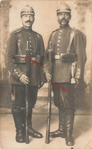 Foto-AK 1.WK deutsche Soldaten mit Infantrie Pickelhaube Preussen