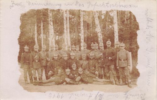 Fotokarte 1.WK Gruppenfoto Soldaten Pickelhaube Sachsen 106 Leipzig