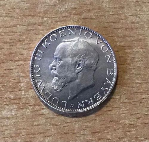 2 Mark Ludwig III König von Bayern 1914 D Kaiserreich Silber