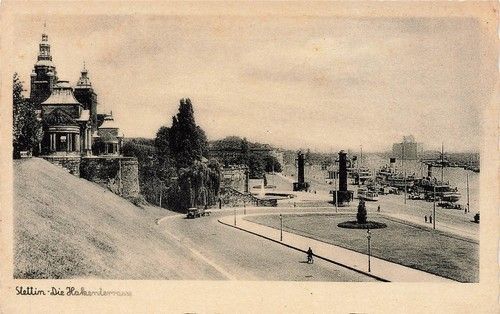 Die Hakenterrasse in Stettin Ostpreussen Postkarte AK