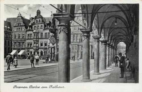 Partie am Rathaus in Bremen Postkarte AK
