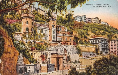 Napoli Parco Grifeo ed Hotel Bertolini Postkarte AK