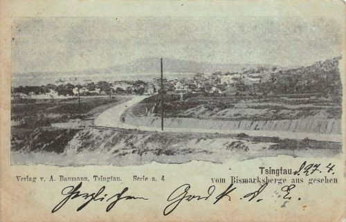 AK Tsingtau 青岛 市 vom Bismarksberge Kiautschou China Boxeraufstand Feldpost 1901