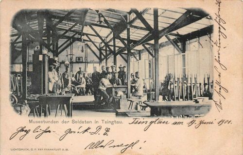 AK Deutsche Soldaten Tsingtau 青岛 市 Kiautschou China Boxeraufstand Feldpost 1901