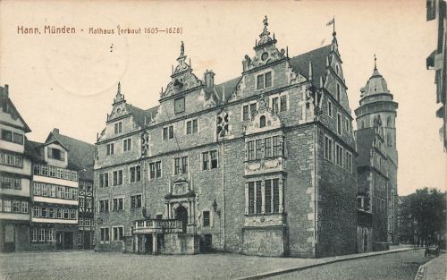 Rathaus erbaut 1605-1628 in Hann, Münden Niedersachsen Postkarte AK 1916
