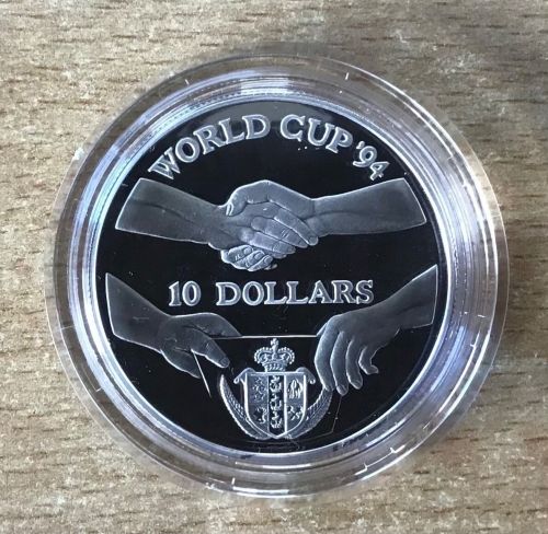 Niue 10 Dollars 1991 Wimpeltausch Fußball PP Silbermünze Mit Zertifikat