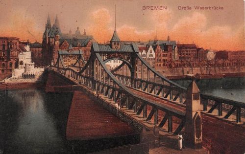 Bremen Große Weserbrücke Postkarte AK
