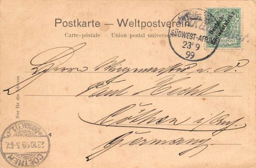 DSWA Deutsch-Südwest-Afrika AK OTJYMBINGWE gel. Jakalswater. 1899