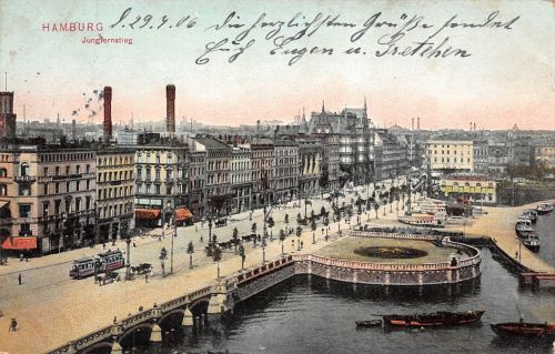 Stadtansicht mit Jungfernstieg Hamburg Postkarte AK 1906