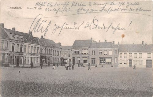 Iseghem Grand Place Markt Geschäfte Belgien 1915