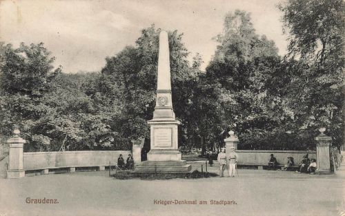 Krieger-Denkmal am Stadtpark in Graudenz Westpreussen Postkarte AK 1914