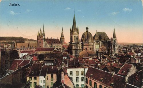 Stadtansicht mit Dom in Aachen Nordrhein-Westfalen Postkarte AK 1915