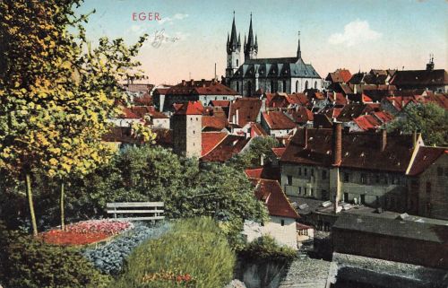 Blick auf Eger mit St. Nikolaus Kirche Sudetenland Postkarte AK 1939