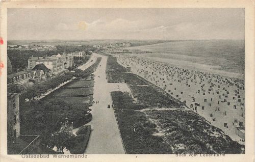 Blick vom Leuchtturm auf Warnemünde Mecklenburg-Vorpommern Postkarte AK 1925