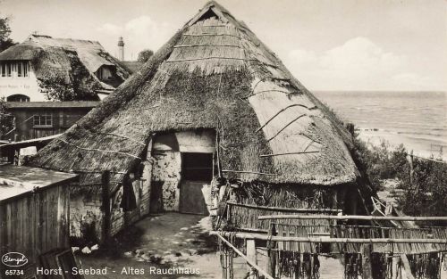 Altes Rauchhaus in Seebad Horst Niechorze Pommern Postkarte AK 1932