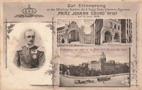 Inf.-Regt. 107 Prinz Johann Georg Pleißenburg und Kaserne Sachsen Postkarte AK