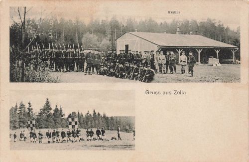 Gruß aus Zella Truppenübungsplatz und Kantine Thüringen Postkarte AK 1915