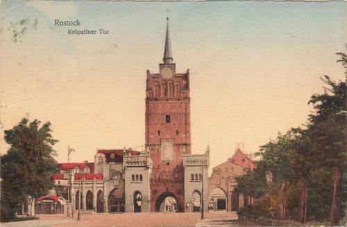 Kröpeliner Tor in Rostock Mecklenburg-Vorpommern Postkarte AK 1924