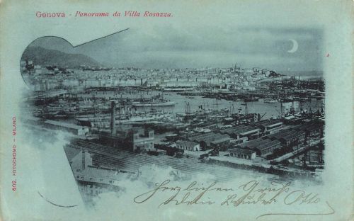 Panorama da Ville Rosazza Genova Italien Mondschein-Postkarte AK 1909