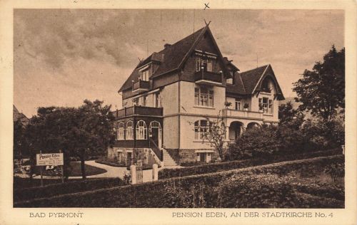 Pension Eden, an der Stadtkirche No. 4 in Bad Pyrmont Niedersachsen AK 1919